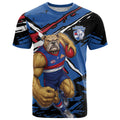 Western Bulldogs T Shirt Footscray Muscular Mascot Graphic - Abstract Paint Splatter Art