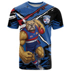 Western Bulldogs T Shirt Footscray Muscular Mascot Graphic - Abstract Paint Splatter Art