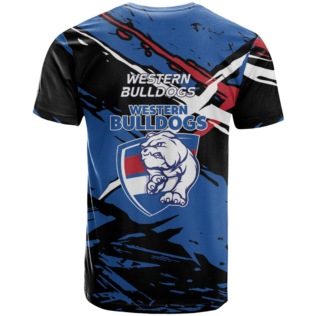 Western Bulldogs T Shirt Footscray Muscular Mascot Graphic - Abstract Paint Splatter Art