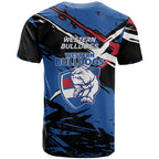Western Bulldogs T Shirt Footscray Muscular Mascot Graphic - Abstract Paint Splatter Art