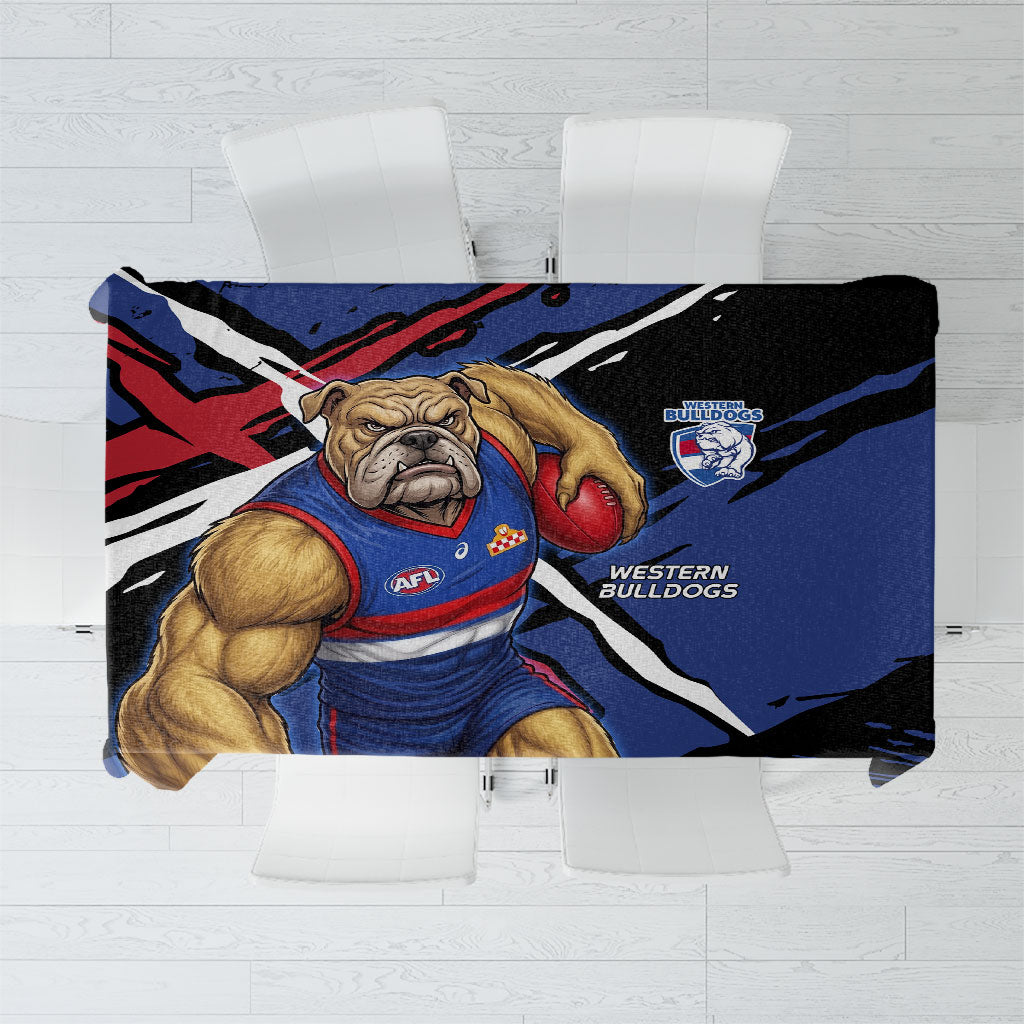 Western Bulldogs Tablecloth Footscray Muscular Mascot Graphic - Abstract Paint Splatter Art