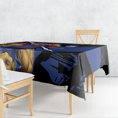 Western Bulldogs Tablecloth Footscray Muscular Mascot Graphic - Abstract Paint Splatter Art