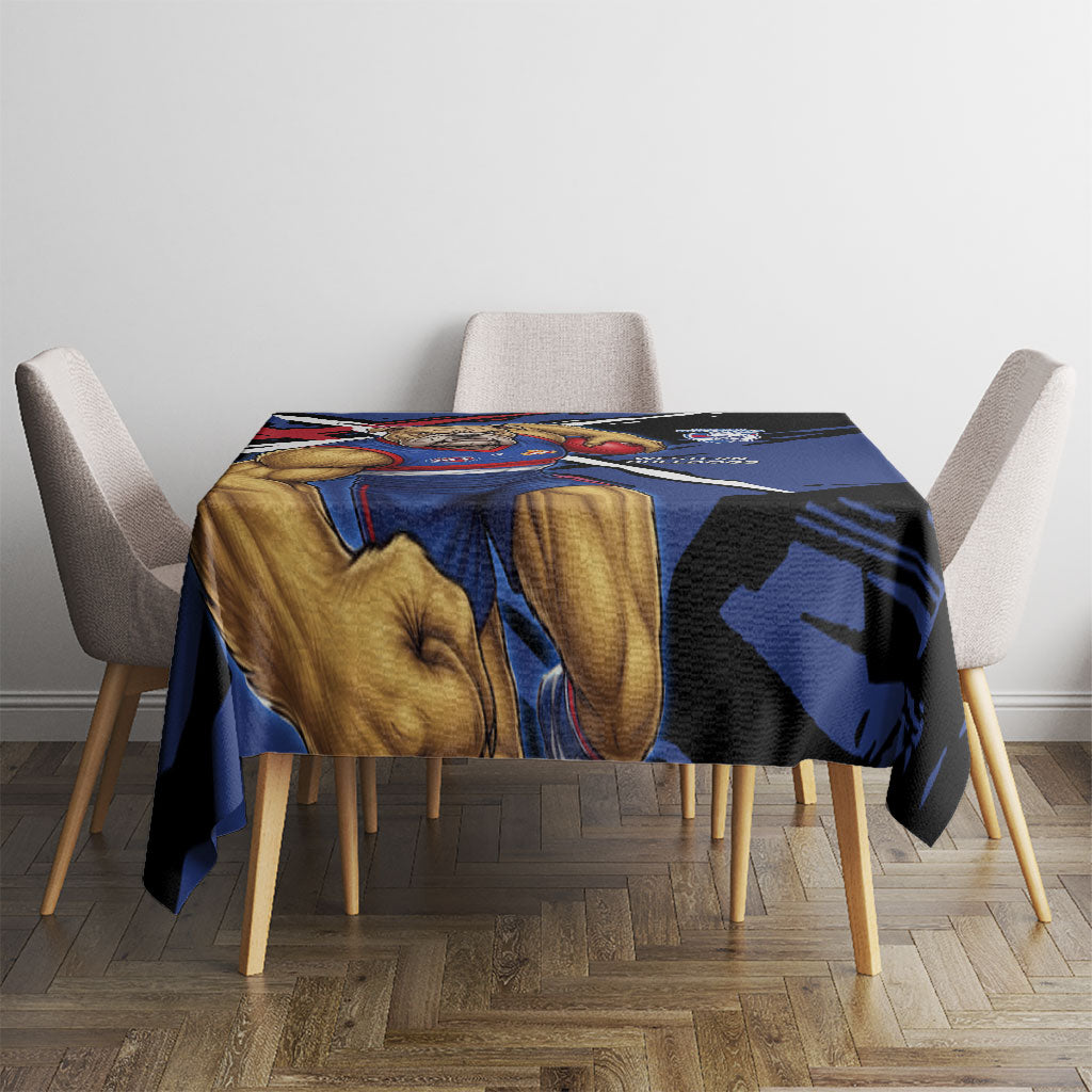 Western Bulldogs Tablecloth Footscray Muscular Mascot Graphic - Abstract Paint Splatter Art