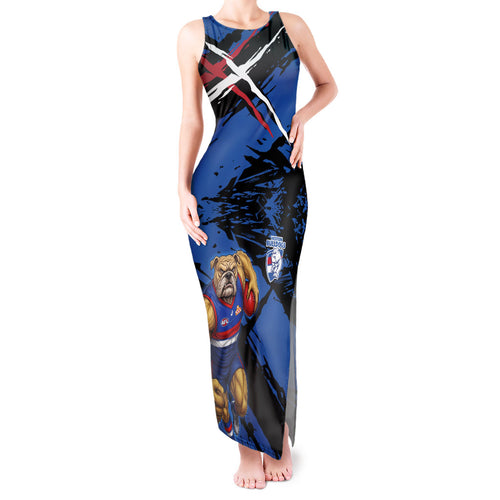 Western Bulldogs Tank Maxi Dress Footscray Muscular Mascot Graphic - Abstract Paint Splatter Art