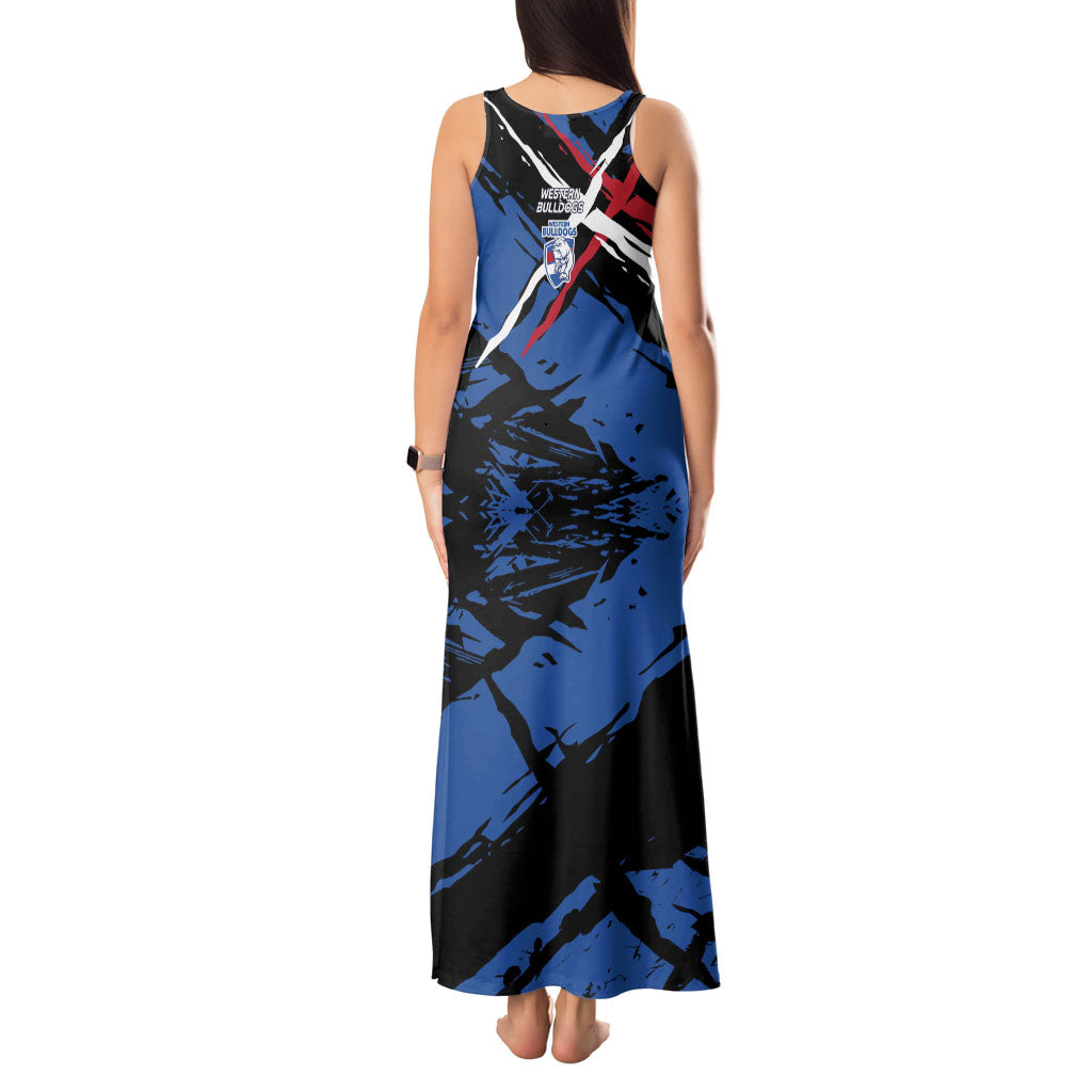 Western Bulldogs Tank Maxi Dress Footscray Muscular Mascot Graphic - Abstract Paint Splatter Art