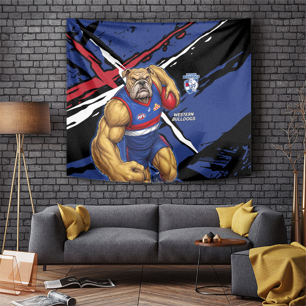 Western Bulldogs Tapestry Footscray Muscular Mascot Graphic - Abstract Paint Splatter Art