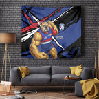 Western Bulldogs Tapestry Footscray Muscular Mascot Graphic - Abstract Paint Splatter Art