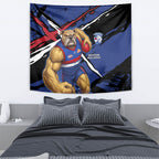 Western Bulldogs Tapestry Footscray Muscular Mascot Graphic - Abstract Paint Splatter Art