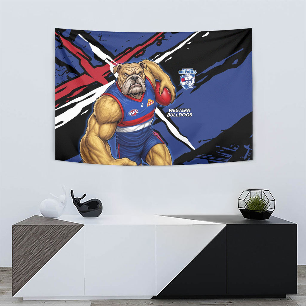 Western Bulldogs Tapestry Footscray Muscular Mascot Graphic - Abstract Paint Splatter Art