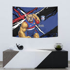 Western Bulldogs Tapestry Footscray Muscular Mascot Graphic - Abstract Paint Splatter Art