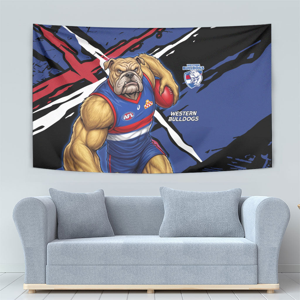 Western Bulldogs Tapestry Footscray Muscular Mascot Graphic - Abstract Paint Splatter Art