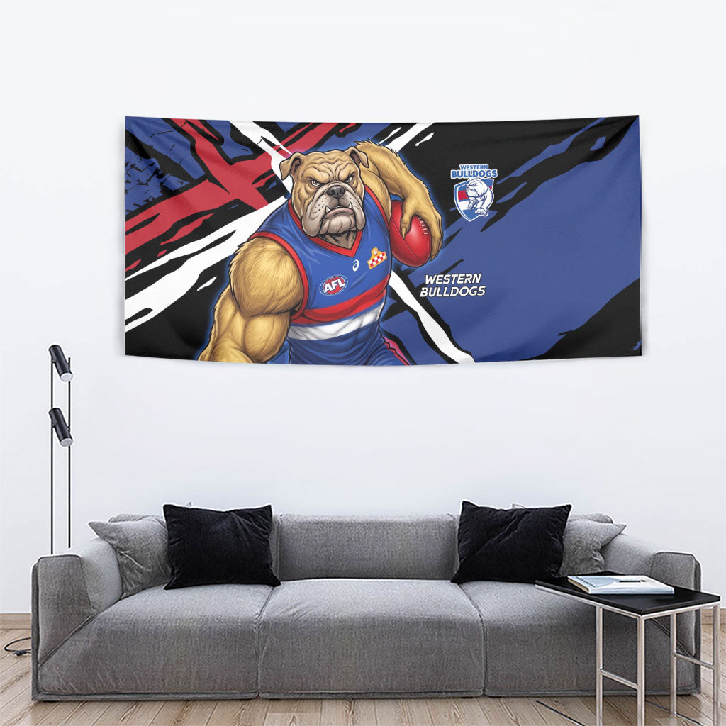 Western Bulldogs Tapestry Footscray Muscular Mascot Graphic - Abstract Paint Splatter Art