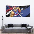 Western Bulldogs Tapestry Footscray Muscular Mascot Graphic - Abstract Paint Splatter Art