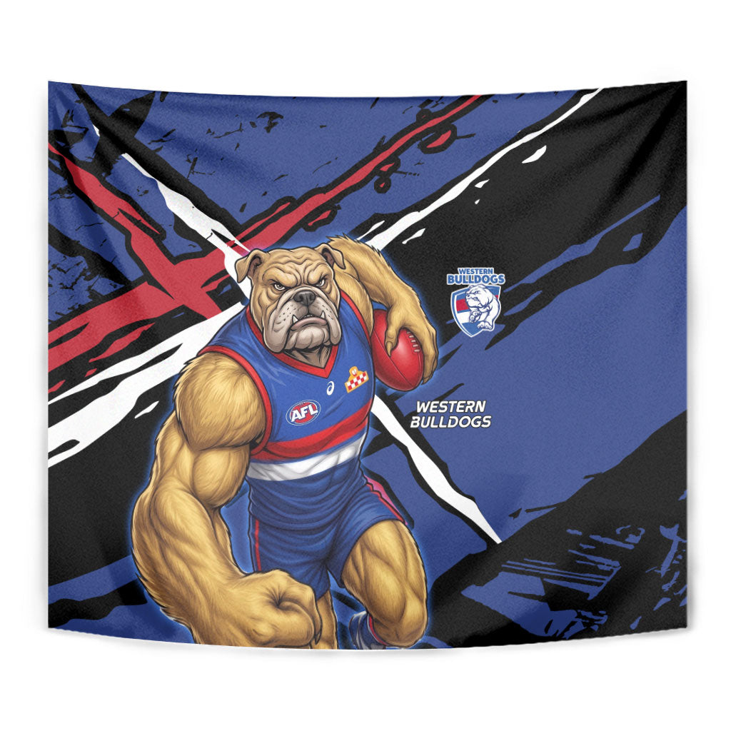Western Bulldogs Tapestry Footscray Muscular Mascot Graphic - Abstract Paint Splatter Art