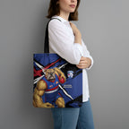 Western Bulldogs Tote Bag Footscray Muscular Mascot Graphic - Abstract Paint Splatter Art