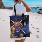 Western Bulldogs Tote Bag Footscray Muscular Mascot Graphic - Abstract Paint Splatter Art