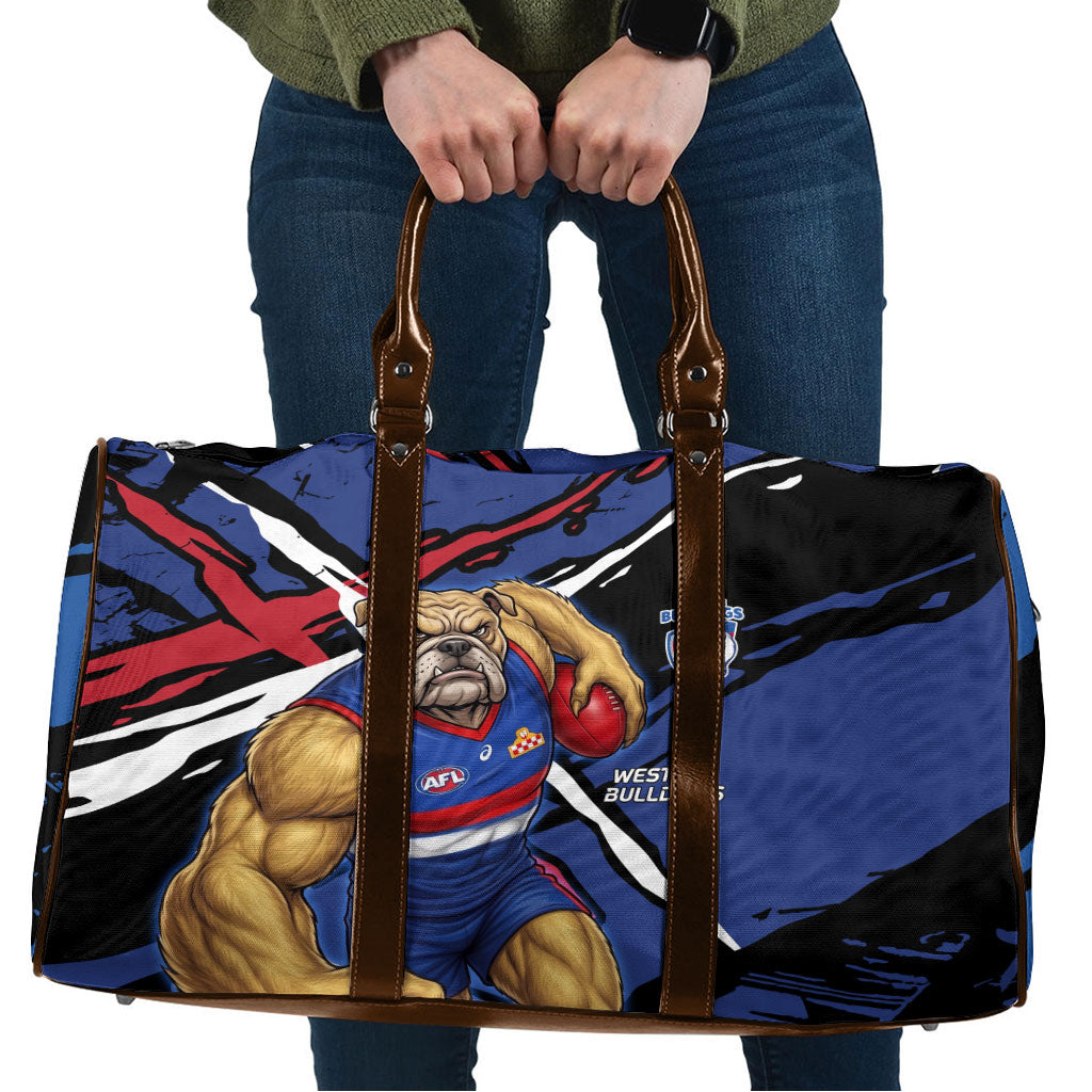 Western Bulldogs Travel Bag Footscray Muscular Mascot Graphic - Abstract Paint Splatter Art