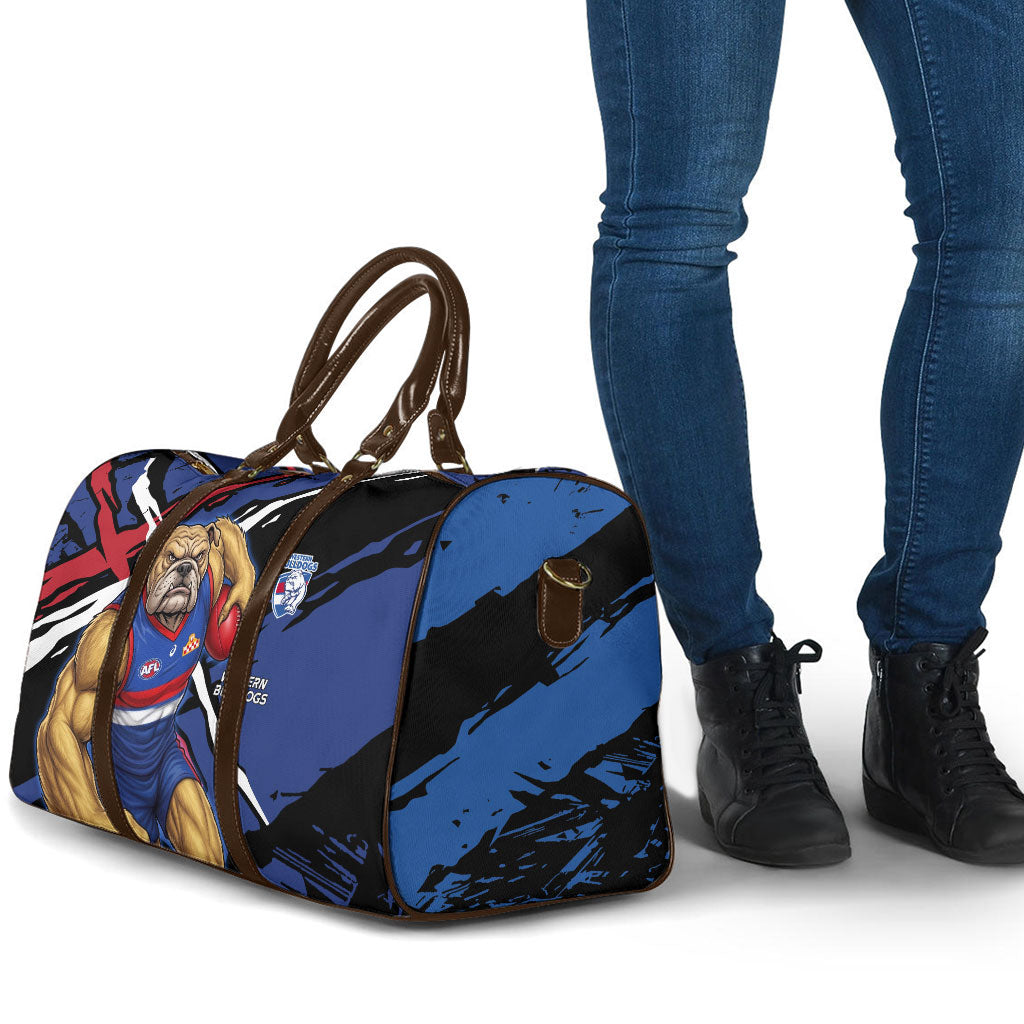 Western Bulldogs Travel Bag Footscray Muscular Mascot Graphic - Abstract Paint Splatter Art