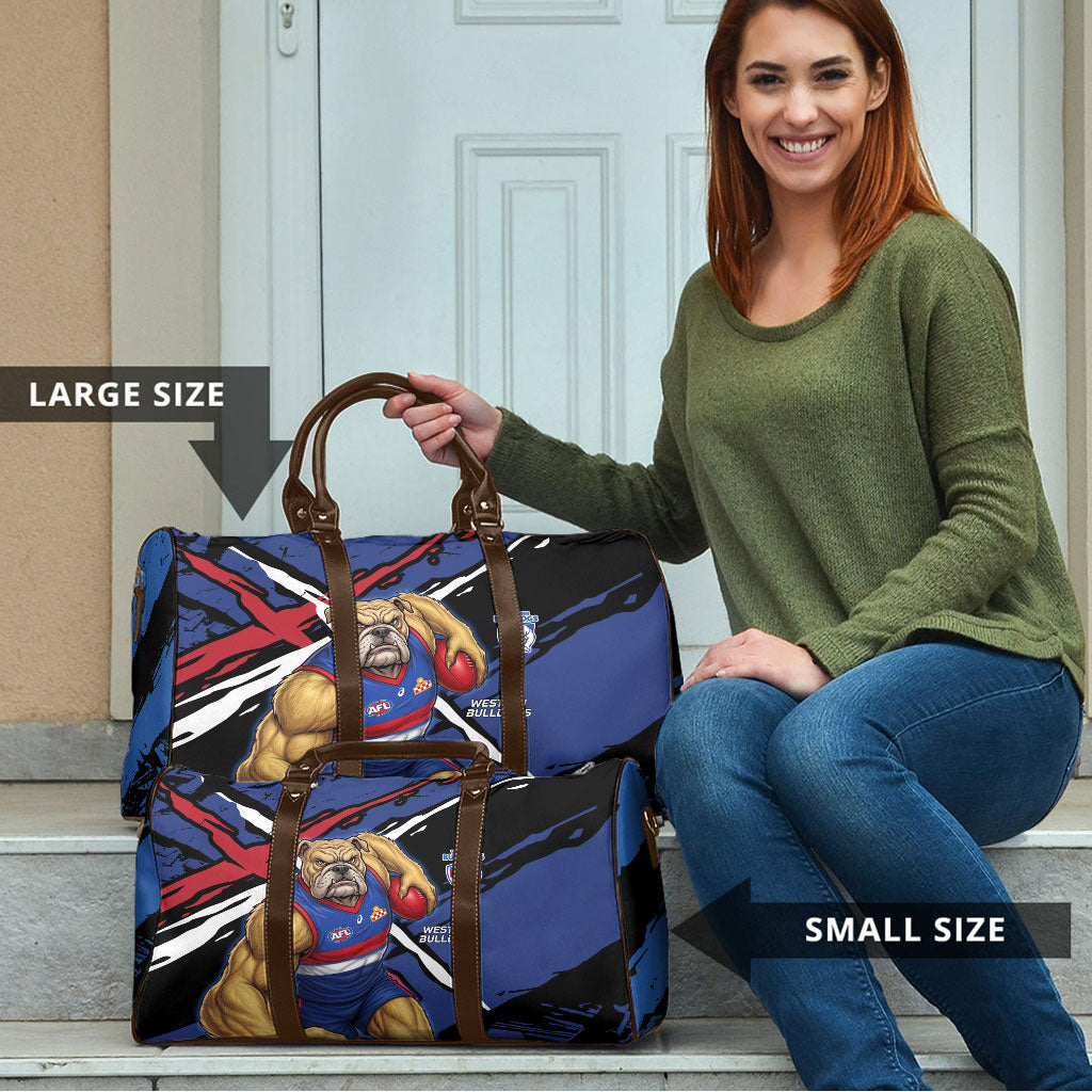 Western Bulldogs Travel Bag Footscray Muscular Mascot Graphic - Abstract Paint Splatter Art
