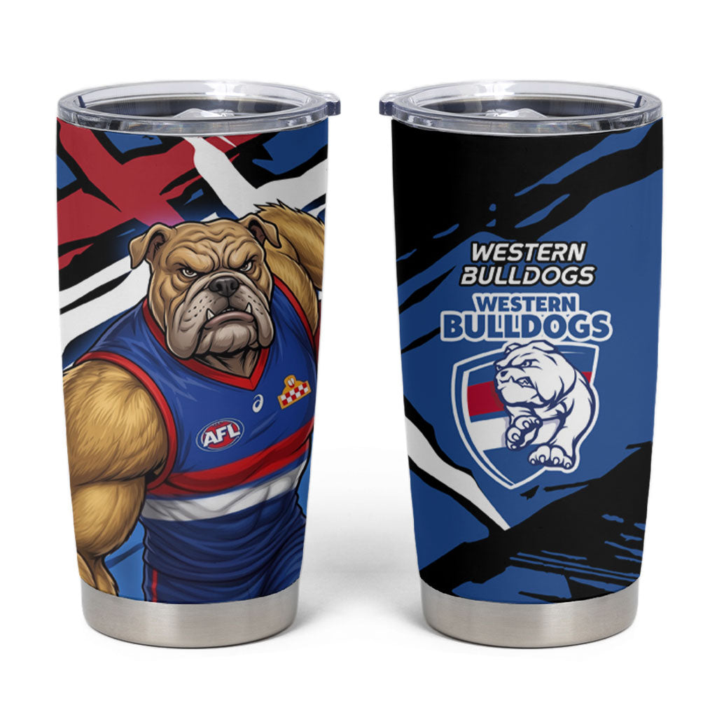 Western Bulldogs Tumbler Cup Footscray Muscular Mascot Graphic - Abstract Paint Splatter Art