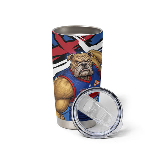 Western Bulldogs Tumbler Cup Footscray Muscular Mascot Graphic - Abstract Paint Splatter Art