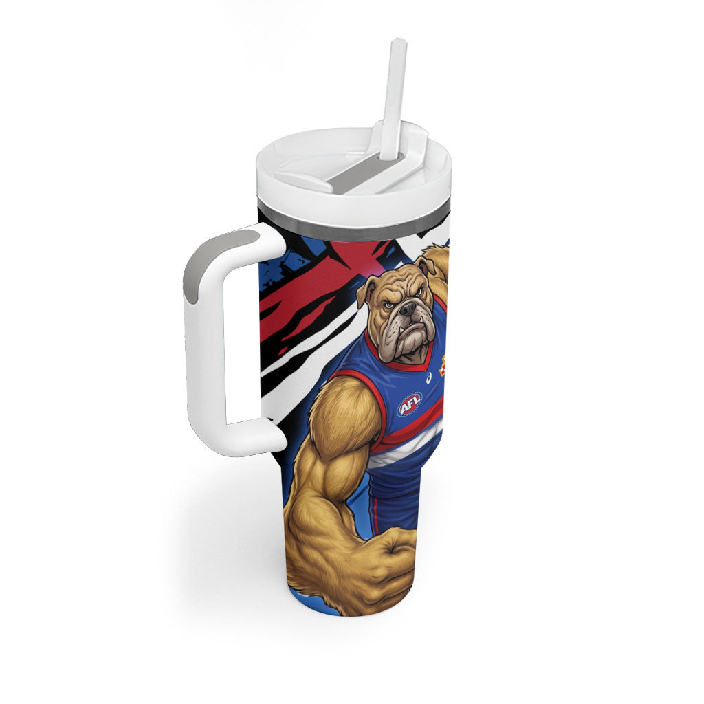 Western Bulldogs Tumbler With Handle Footscray Muscular Mascot Graphic - Abstract Paint Splatter Art