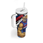 Western Bulldogs Tumbler With Handle Footscray Muscular Mascot Graphic - Abstract Paint Splatter Art