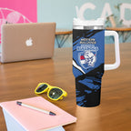 Western Bulldogs Tumbler With Handle Footscray Muscular Mascot Graphic - Abstract Paint Splatter Art