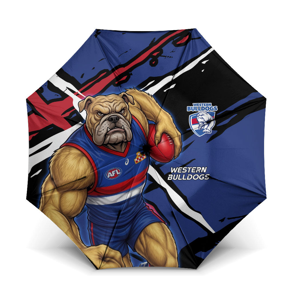 Western Bulldogs Umbrella Footscray Muscular Mascot Graphic - Abstract Paint Splatter Art