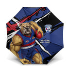 Western Bulldogs Umbrella Footscray Muscular Mascot Graphic - Abstract Paint Splatter Art