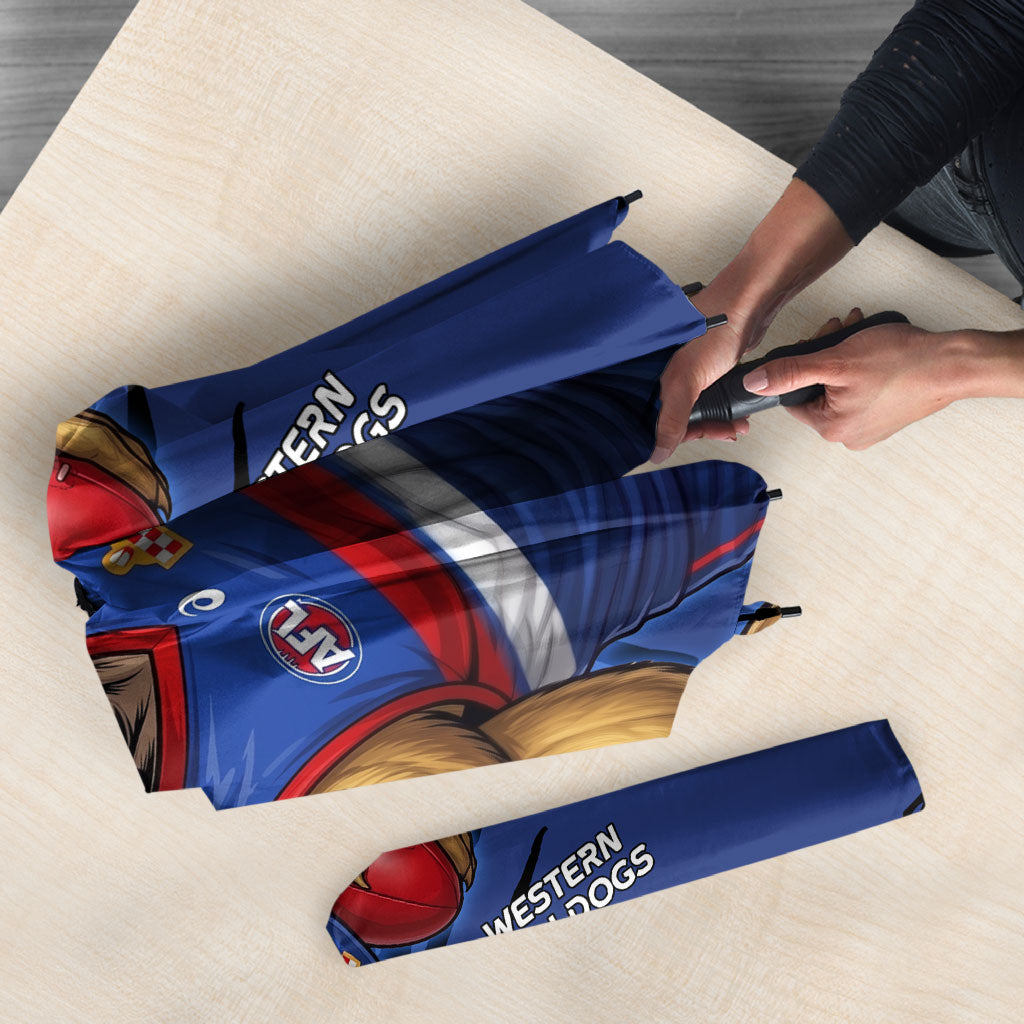 Western Bulldogs Umbrella Footscray Muscular Mascot Graphic - Abstract Paint Splatter Art
