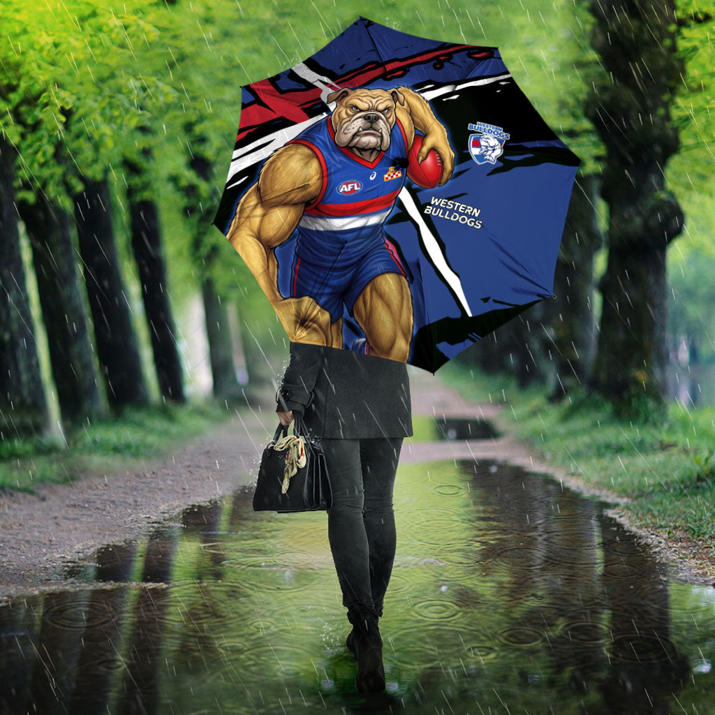 Western Bulldogs Umbrella Footscray Muscular Mascot Graphic - Abstract Paint Splatter Art