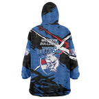 Western Bulldogs Wearable Blanket Hoodie Footscray Muscular Mascot Graphic - Abstract Paint Splatter Art