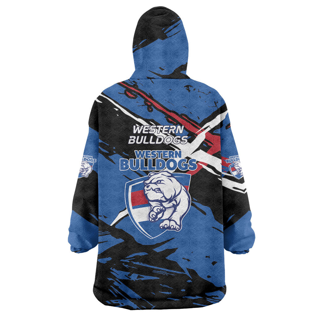 Western Bulldogs Wearable Blanket Hoodie Footscray Muscular Mascot Graphic - Abstract Paint Splatter Art