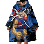 Western Bulldogs Wearable Blanket Hoodie Footscray Muscular Mascot Graphic - Abstract Paint Splatter Art