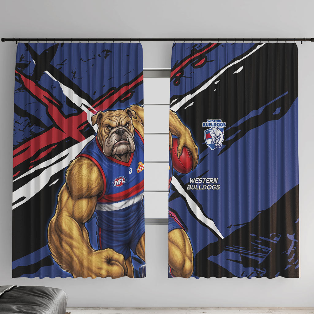 Western Bulldogs Window Curtain Footscray Muscular Mascot Graphic - Abstract Paint Splatter Art