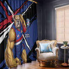 Western Bulldogs Window Curtain Footscray Muscular Mascot Graphic - Abstract Paint Splatter Art