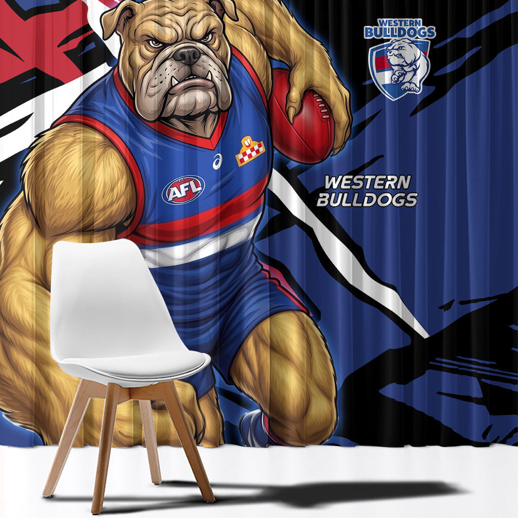 Western Bulldogs Window Curtain Footscray Muscular Mascot Graphic - Abstract Paint Splatter Art