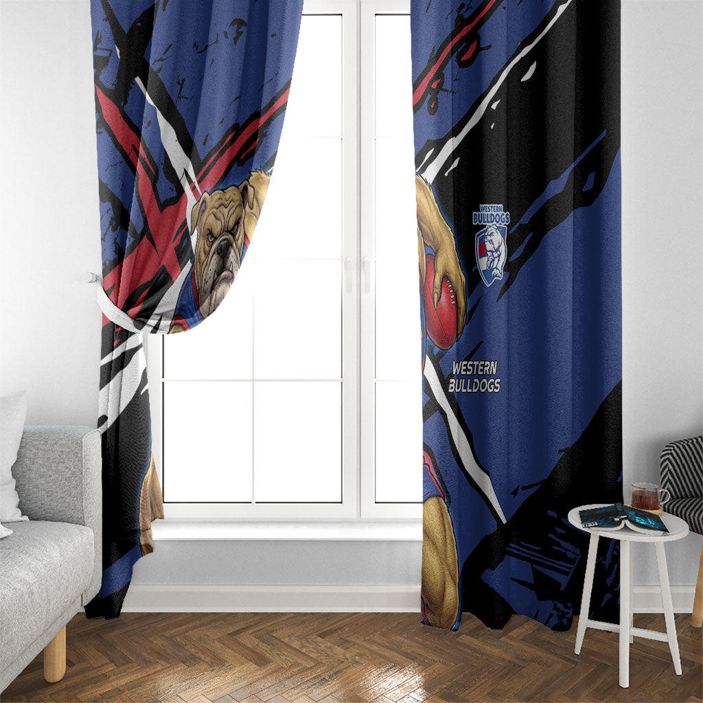 Western Bulldogs Window Curtain Footscray Muscular Mascot Graphic - Abstract Paint Splatter Art
