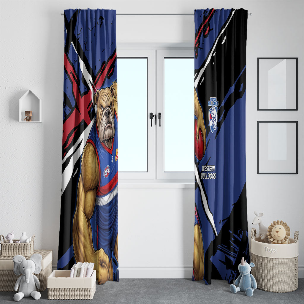Western Bulldogs Window Curtain Footscray Muscular Mascot Graphic - Abstract Paint Splatter Art