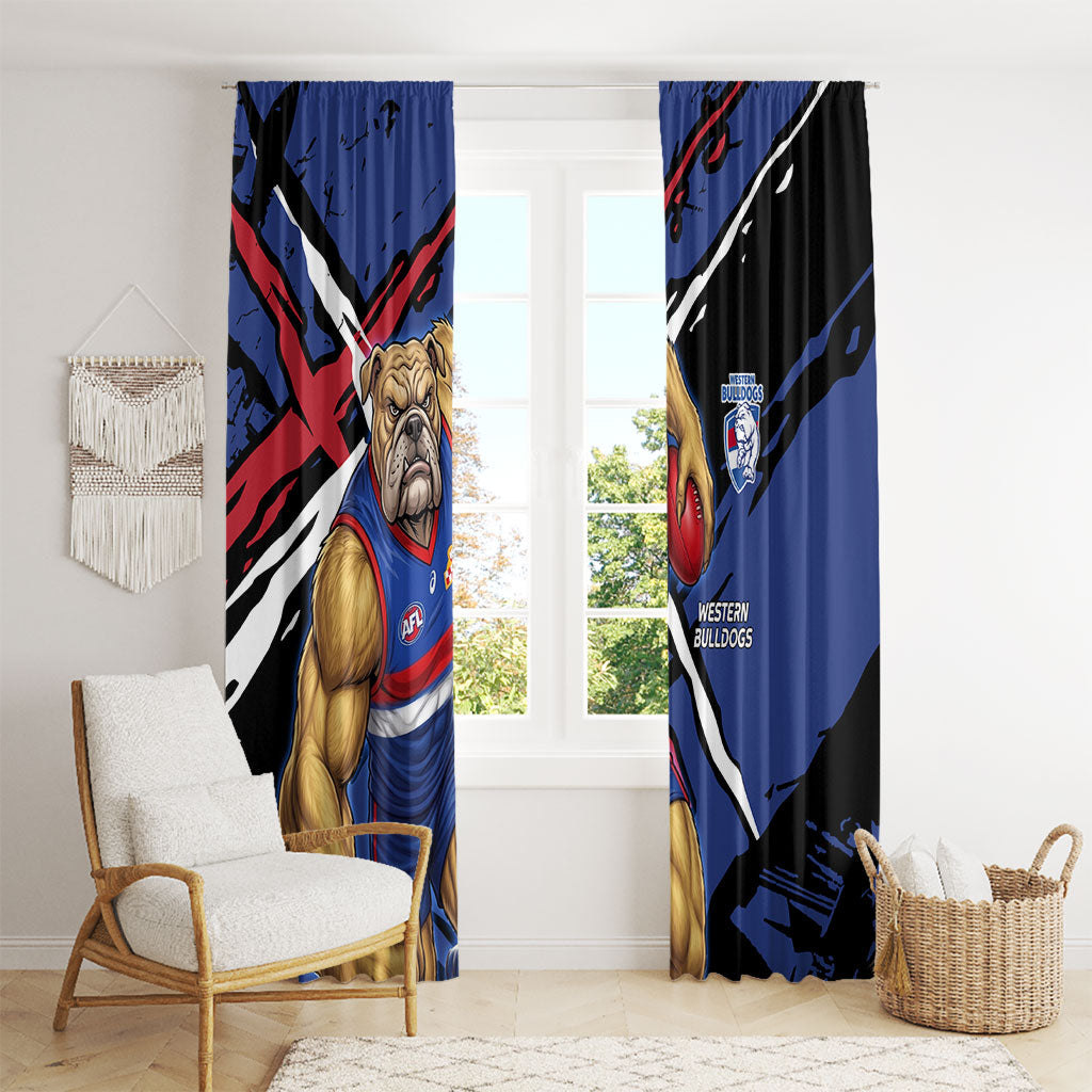 Western Bulldogs Window Curtain Footscray Muscular Mascot Graphic - Abstract Paint Splatter Art