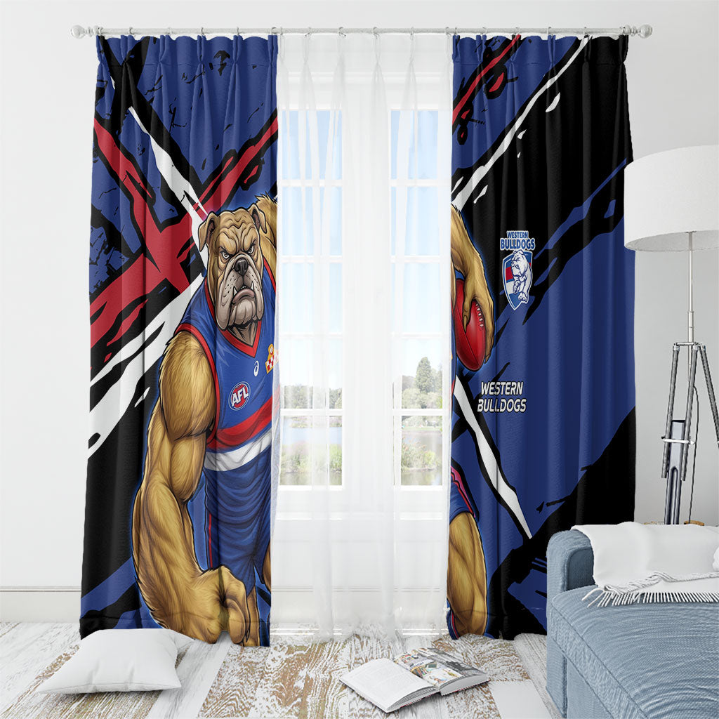 Western Bulldogs Window Curtain Footscray Muscular Mascot Graphic - Abstract Paint Splatter Art