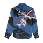 Western Bulldogs Women Casual Shirt Footscray Muscular Mascot Graphic - Abstract Paint Splatter Art