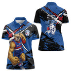Western Bulldogs Women Polo Shirt Footscray Muscular Mascot Graphic - Abstract Paint Splatter Art