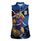 Western Bulldogs Women Sleeveless Polo Shirt Footscray Muscular Mascot Graphic - Abstract Paint Splatter Art