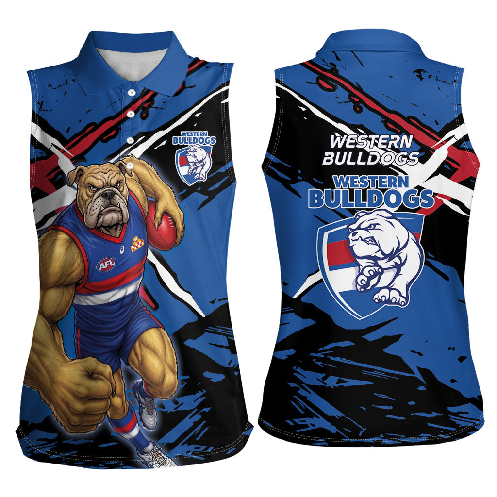 Western Bulldogs Women Sleeveless Polo Shirt Footscray Muscular Mascot Graphic - Abstract Paint Splatter Art