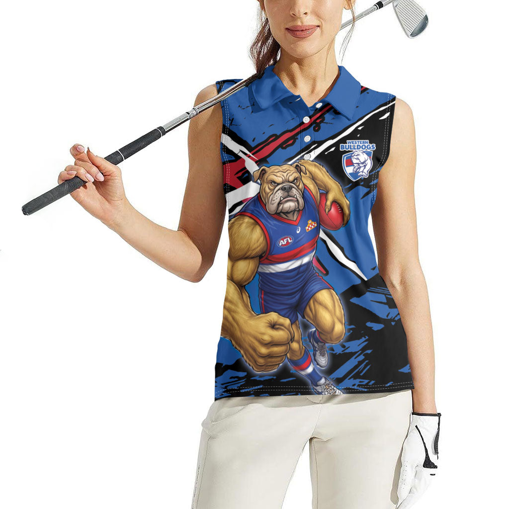 Western Bulldogs Women Sleeveless Polo Shirt Footscray Muscular Mascot Graphic - Abstract Paint Splatter Art