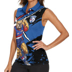 Western Bulldogs Women Sleeveless Polo Shirt Footscray Muscular Mascot Graphic - Abstract Paint Splatter Art