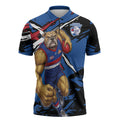Western Bulldogs Zipper Polo Shirt Footscray Muscular Mascot Graphic - Abstract Paint Splatter Art