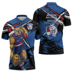 Western Bulldogs Zipper Polo Shirt Footscray Muscular Mascot Graphic - Abstract Paint Splatter Art